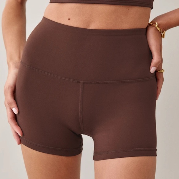 Reformation EcoStretch High-Waist Bike Shorts - Brown, Size M - Picture 2 of 9